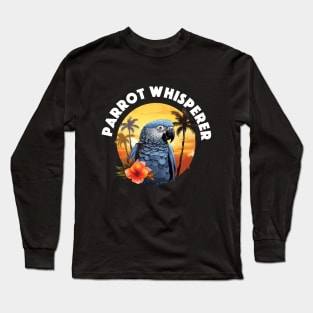 African Grey Parrot - Parrot Whisperer (White Lettering) Long Sleeve T-Shirt